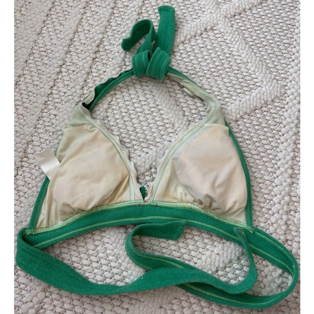 Womens Vintage Y2K Juicy Couture Beach Green Crochet Flower Bikini Top Large - Picture 5 of 5